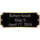 1" x 2 1/2" Black Brass Plate with Gold Border, Engraved