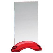 Ruby Red Double Arc Rectangle Glass Award, Small