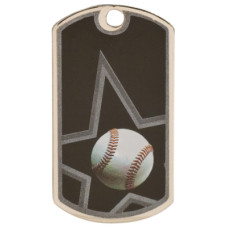 2 inch Black-Silver Baseball Star Dog Tag