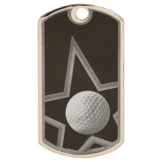 2 inch Black-Silver Golf Star Dog Tag