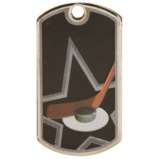 2 inch Black-Silver Hockey Star Dog Tag