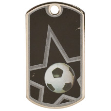 2 inch Black-Silver Soccer Star Dog Tag
