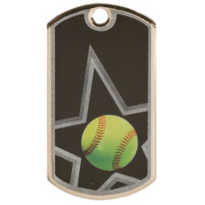 2 inch Black-Silver Softball Star Dog Tag