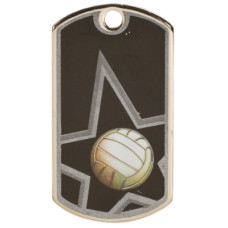 2 inch Black-Silver Volleyball Star Dog Tag