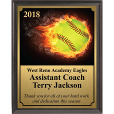Flaming Softball Plaque