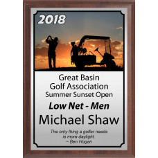 Cart at Sunset Golf Plaque
