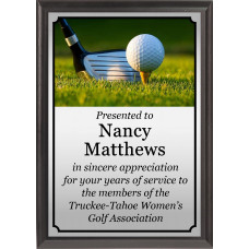 Club and Ball on Tee Golf Plaque