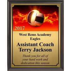 Flaming Volleyball Plaque