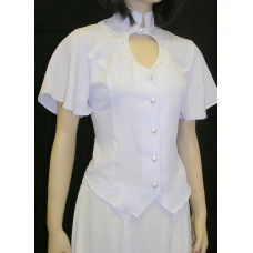 Heart Neck Short Sleeve Bridal Blouse, White
