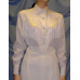 Long Sleeve Bridal Blouse, White with Off-White Fringe
