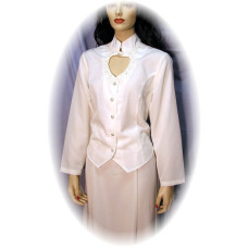 Heart Neck Long Sleeve Bridal Blouse in White